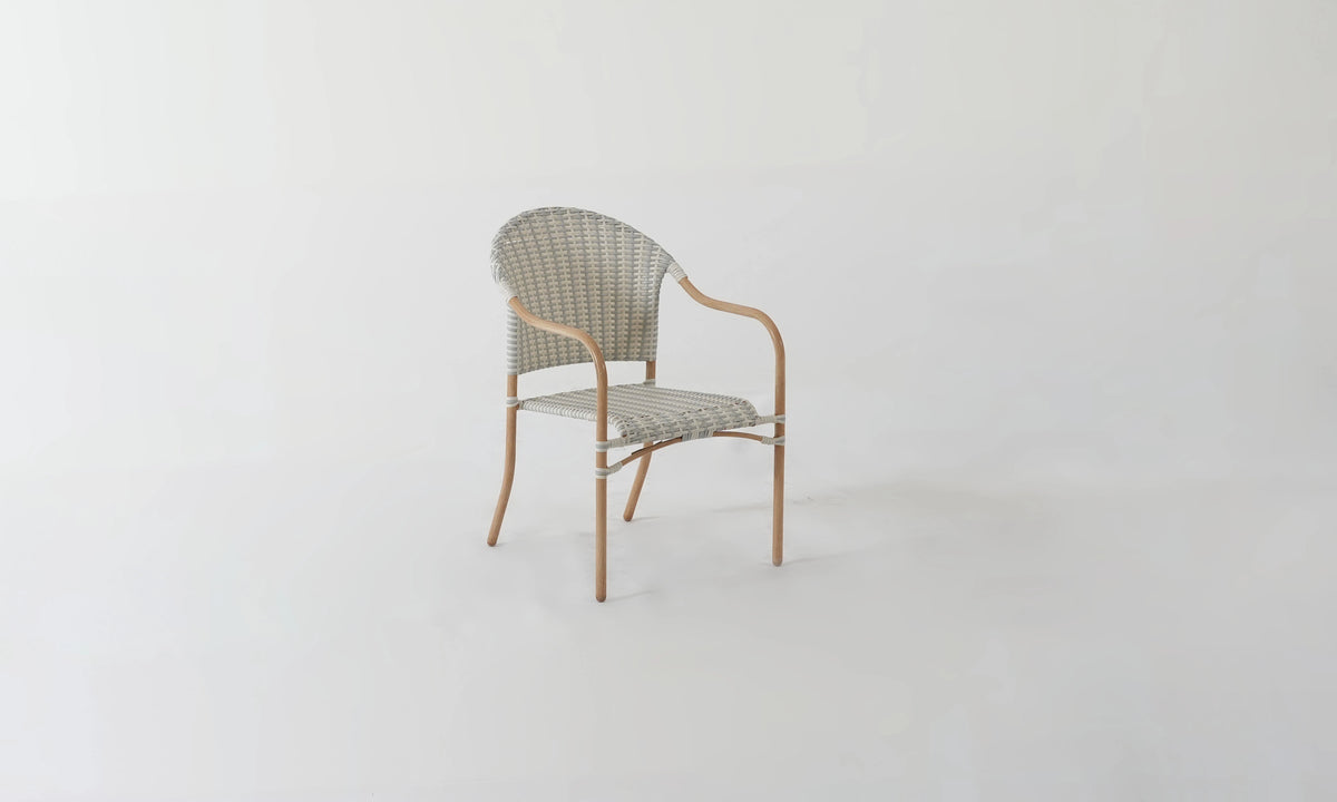 Everhome Outdoor Chair – Steel Frame with Wood Texture & PE Rattan