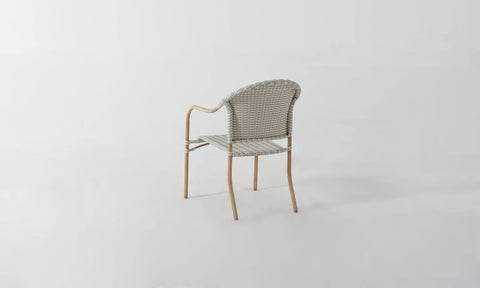 Everhome Outdoor Chair – Steel Frame with Wood Texture & PE Rattan